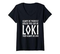 Mujer Loki Mitología Nórdica Pagano Vikingo Trickster Dios Divertido Asatru Camiseta Cuello V