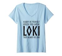 Mujer Loki Mitología Nórdica Pagano Vikingo Trickster Dios Divertido Camiseta Cuello V