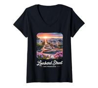 Mujer Lombard Street San Francisco Camiseta Cuello V