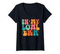 Mujer LOML Love of My Life Era Groovy Retro Esposa Novia Corazones Camiseta Cuello V