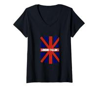 Mujer London Falling/Gran Bretaña en declive/Patriot Free Speech UK Camiseta Cuello V