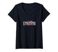 Mujer London Winter Snow - Bandera del Reino Unido Estilo navideño Camiseta Cuello V