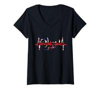 Mujer Londres Skyline El Horizonte Latidos Corazón I Love London Camiseta Cuello V