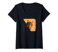 Mujer Lone Cat Kitty Fur Pet Lovers Art Camiseta Cuello V