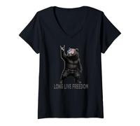 Mujer Long Live Freedom Carajo - Oso pardo Camiseta Cuello V