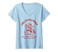 Mujer Long Live Women Wild West Cowgirl Rodeo Western Design Camiseta Cuello V