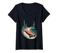 Mujer Longboard Skateboard Bosque Skater Skate Camiseta Cuello V