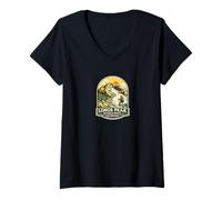 Mujer Longs Peak Ruta de Ojo de Cerradura Colorado Senderismo Camiseta Cuello V