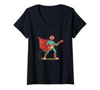 Mujer Look de héroe Genial con Guitarra eléctrica para los Amantes de Rockstar Camiseta Cuello V