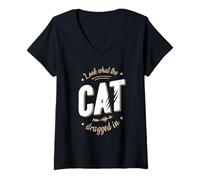 Mujer Look What The Cat Dragged In Camiseta Cuello V