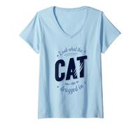 Mujer Look What The Cat Dragged In Camiseta Cuello V
