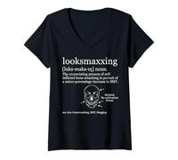 Mujer Looksmaxxing Diccionario Definición Calavera Diagrama Meme Camiseta Cuello V
