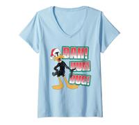 Mujer Looney Tunes Daffy Duck Bah Humbug Camiseta Cuello V