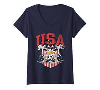 Mujer Looney Tunes Daffy Duck USA Soccer Futbol Camiseta Cuello V