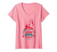 Mujer Looney Tunes Porky Pig Christmas Happy Vegan Holiday Camiseta Cuello V