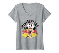 Mujer Looney Tunes Taz Germany Soccer Futbol Camiseta Cuello V