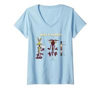 Mujer Looney Tunes Wile E. Coyote Retro Color Code Camiseta Cuello V