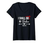 Mujer Lord I Shall Not Be Shaken Bible Verse Psalm 16:8 Christian Camiseta Cuello V