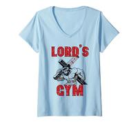 Mujer Lords Gym Jesus Christian Ejercicio de Entrenamiento para Hombres, Mujeres y niños Camiseta Cuello V