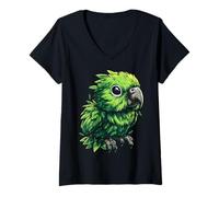 Mujer Loro Kawaii Lindo Amante de los Animales pájaro diseño gráfico Arte Camiseta Cuello V