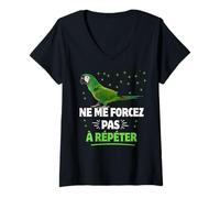 Mujer Loro No me obligue a Repetir Humor Guacamayo Verde Camiseta Cuello V