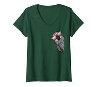 Mujer Loro Yaco Divertido Loro Gris Africano Camiseta Cuello V, Verde Bosque, M