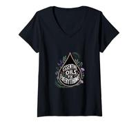 Mujer Los aceites esenciales arreglan todo aromaterapia Camiseta Cuello V