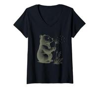 Mujer Los Amantes de los Osos de Flores Vintage creen Que Breathe Let Go es caprichoso Camiseta Cuello V