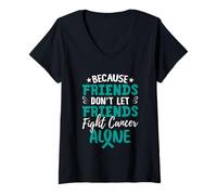 Mujer Los amigos no dejan que los amigos luchen solo contra el cáncer Camiseta Cuello V