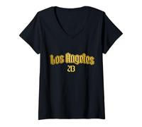 Mujer Los Ángeles 213 Código de Área Pride Old School California LA Camiseta Cuello V
