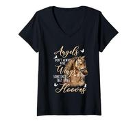 Mujer Los ángeles no siempre tienen alas a veces tienen pezuñas Camiseta Cuello V