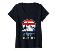 Mujer Los aranceles de Trump están locos y derribando a Estados Unidos por la loca ciudad de Camiseta Cuello V