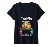 Mujer Los aranceles están llamando, debo irme Camiseta Cuello V