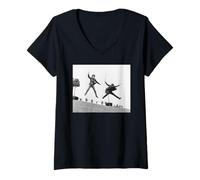 Mujer Los Beatles John Lennon & George Harrison Beatlemania 1964 Camiseta Cuello V