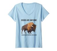Mujer Los bisontes Son Impresionantes Soy Impresionante por lo Tanto, Soy un Bisonte Camiseta Cuello V