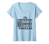 Mujer Los Bomberos Tienen Las mangueras más largas - Funny Firefighting Camiseta Cuello V