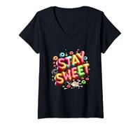Mujer Los bucles Brillantes Dicen Que se Mantienen Dulces Camiseta Cuello V