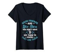 Mujer Los buenos amigos son como las estrellas Día de la amistad BestFriend BFF Camiseta Cuello V