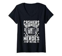 Mujer Los cajeros Son los héroes olvidados del Comercio minorista Camiseta Cuello V