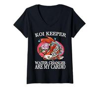 Mujer Los Cambios de Agua de Koi Keeper Son mi Cardio Camiseta Cuello V
