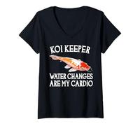 Mujer Los Cambios de Agua de Koi Keeper Son mi Cardio Camiseta Cuello V