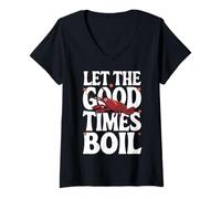 Mujer Los cangrejos dejan hervir los buenos tiempos Camiseta Cuello V
