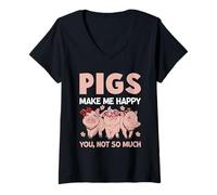 Mujer Los Cerdos me Hacen Feliz no Tanto Camiseta Cuello V