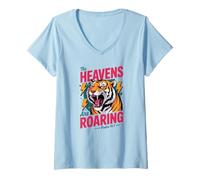 Mujer Los cielos Son Tigre rugiente Camiseta Cuello V