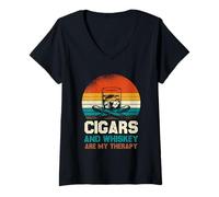 Mujer Los cigarros y el whisky son mi terapia Camiseta Cuello V