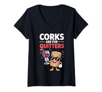 Mujer Los corchos Son para los Amantes del Vino Divertidos Camiseta Cuello V