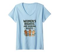 Mujer Los Derechos de Las Mujeres Son Derechos Humanos Todas Las Manos Juntas Diseño Camiseta Cuello V
