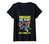 Mujer Los Dinosaurios Dan Miedo El síndrome de Down no es - T-Rex Dino Camiseta Cuello V
