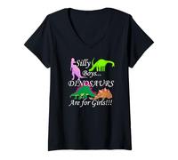 Mujer Los Dinosaurios Lindos y tontos Son para niñas Camiseta Cuello V