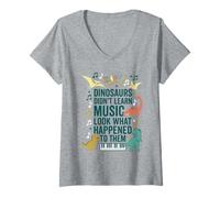 Mujer Los Dinosaurios no aprendieron música Mira lo Que Les pasó Camiseta Cuello V